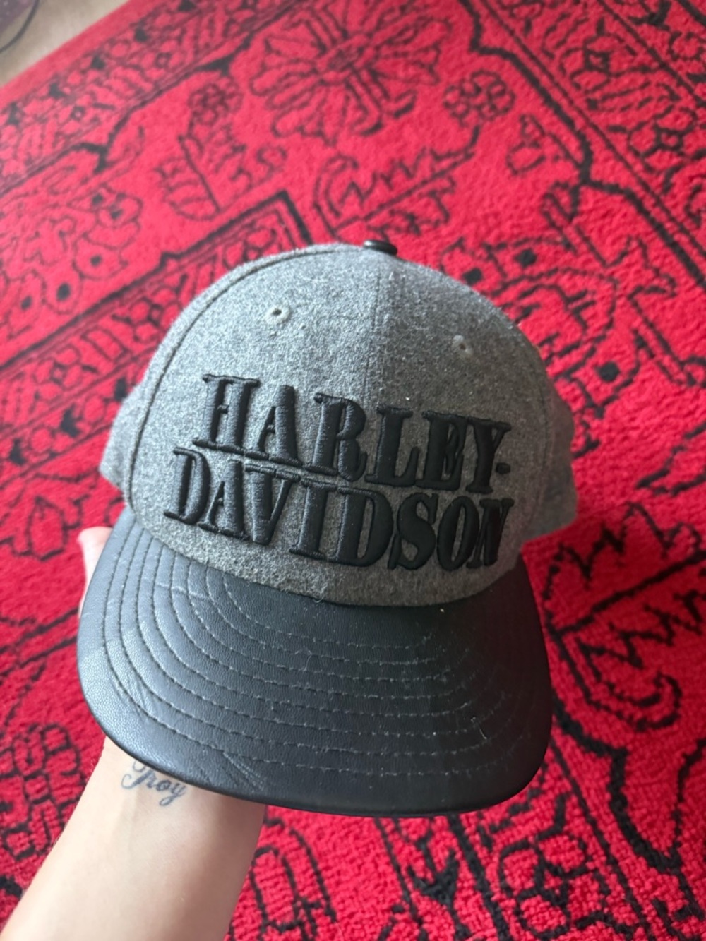 Harley-Davidson Men's Grey Wool Blend Cap with Black Brim